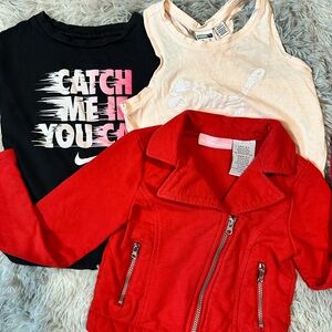 Nike Black Tee, Puma Tank Top, Kids Headquarters Red Jacket